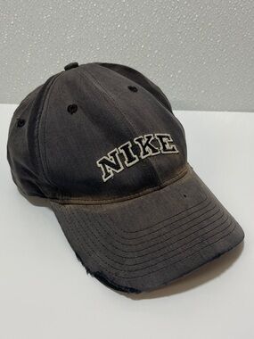 Nike Black Distressed Baseball Cap with Embroidered Logo